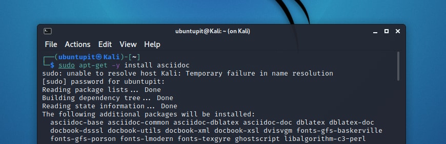 installing asciidoc on kali linux using apt-get-asciidoc in linux