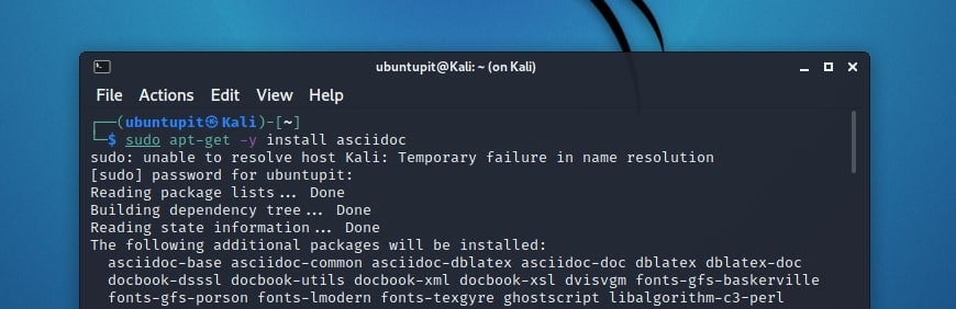 installing asciidoc on kali linux using apt-get-asciidoc in linux