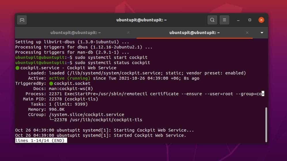 sudo systemctl status cockpit