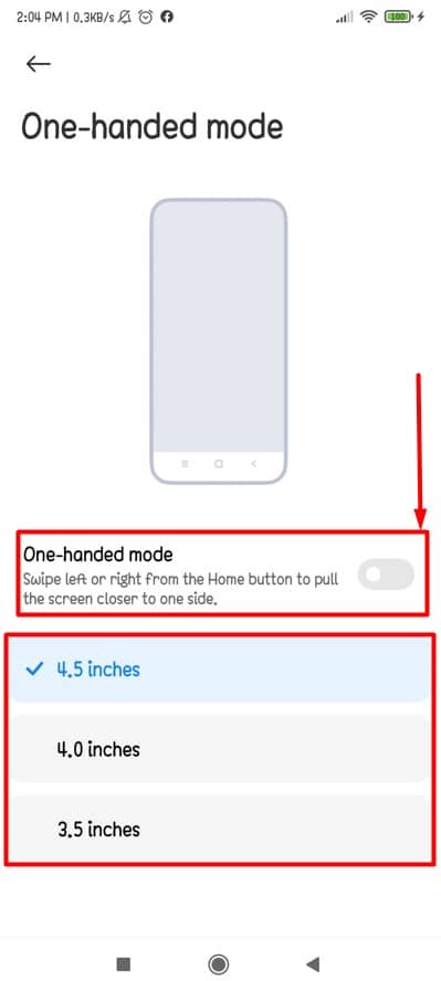 Enable one-handed mode