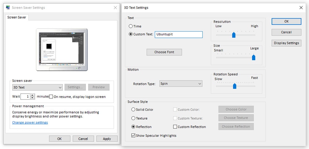 Screen Saver Settings in Windows 11