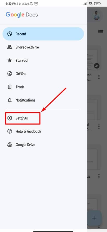 Settings of enabling .docx in Google Doc