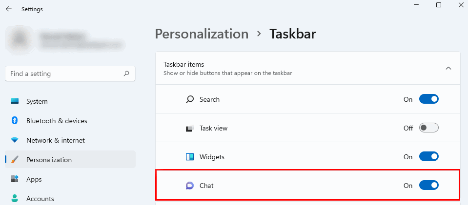 restore chat button from taskbar windows 11