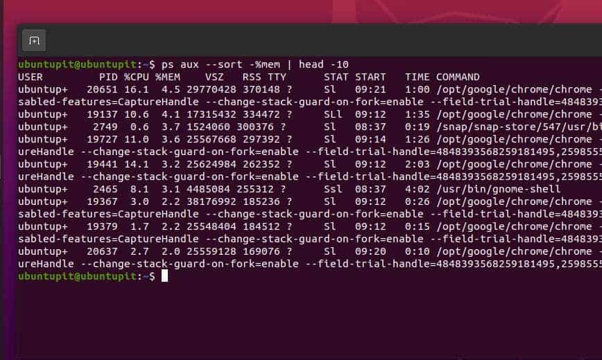 top sort my memory Running Processes by Memory and CPU Usage