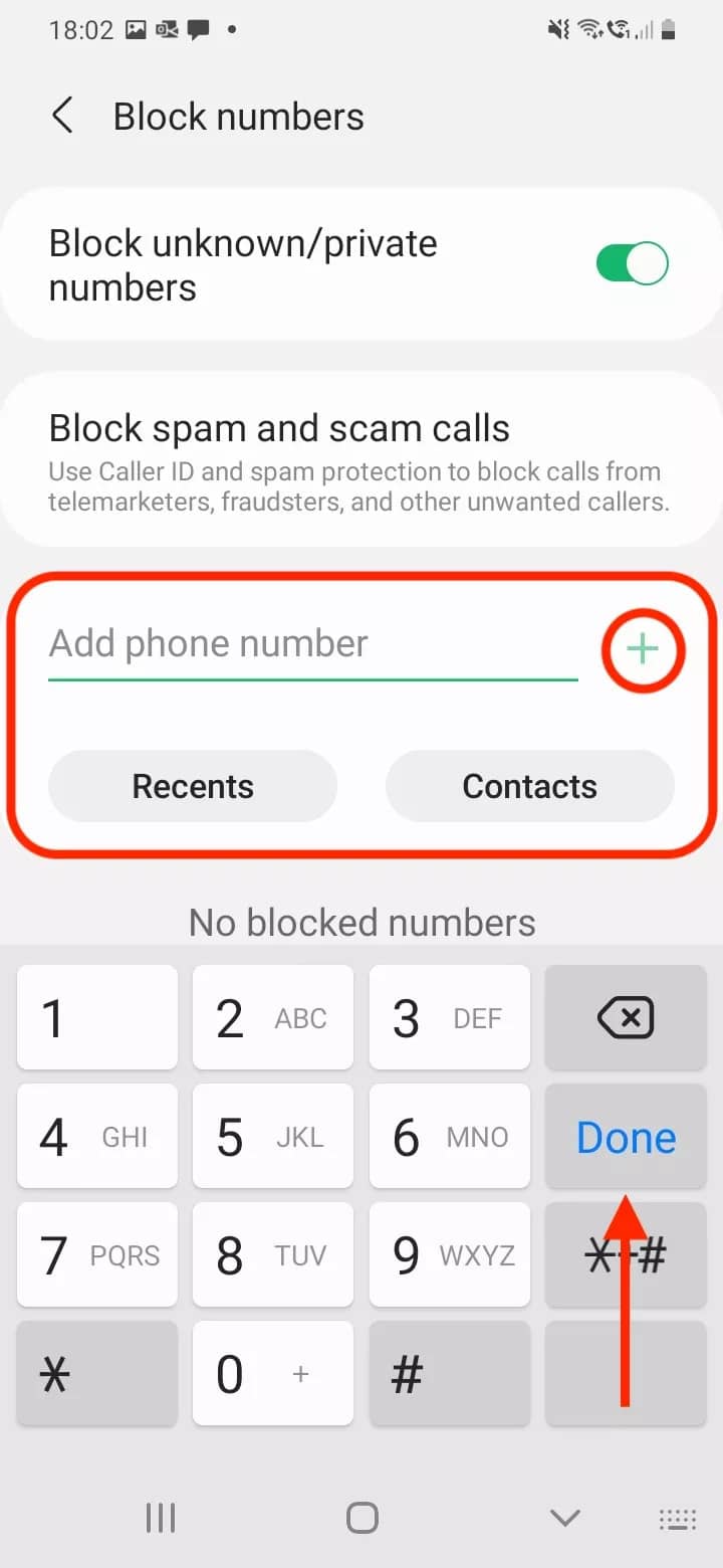 Add phone numbers to block on Android-5