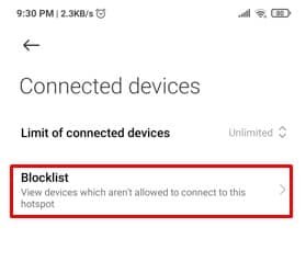 Liste de blocage de votre utilisateur de point d'accès