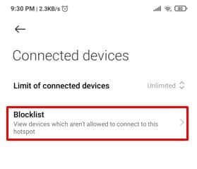 Block List of Your Hotspot User