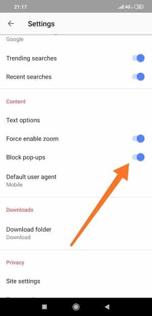 Data-Saving-Opera to stop pop-up ads on Android