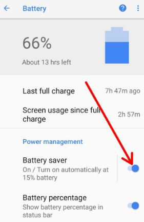 Enable Battery Saver to Charge your Android Faster