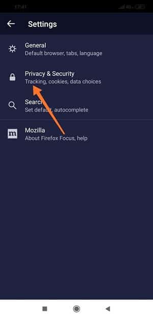 Firefox-Focus-Options для остановки всплывающей рекламы на Android