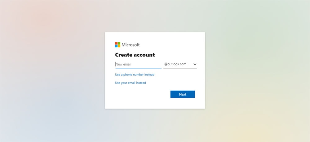 Get a new outlook email address