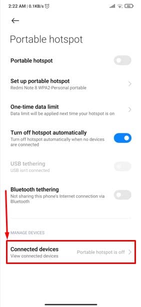 Hotspot connected device