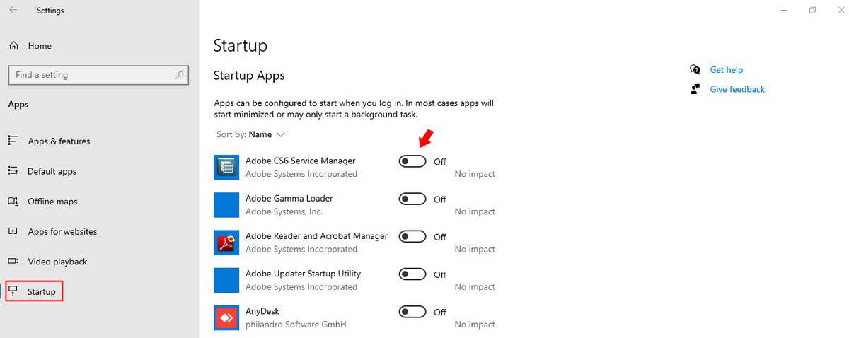 How to remove startup programs using settings