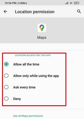Location Access Permission for Apps