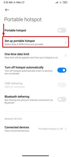 Set up portable hotspot