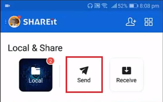 Start SHAREit on Your Android