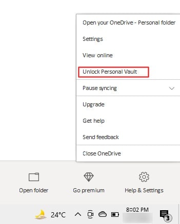 Unlock personal vault