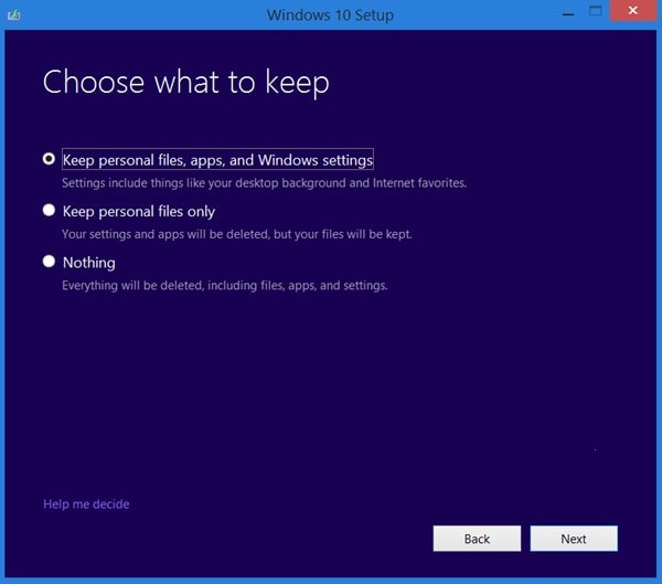 Windows 10 Setup _ Change what to keep