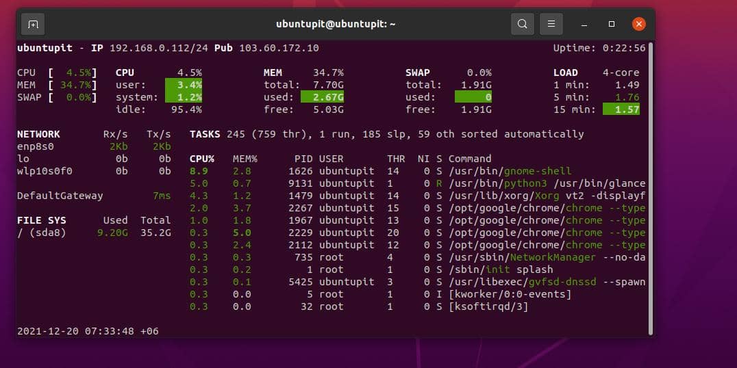 glances check server load