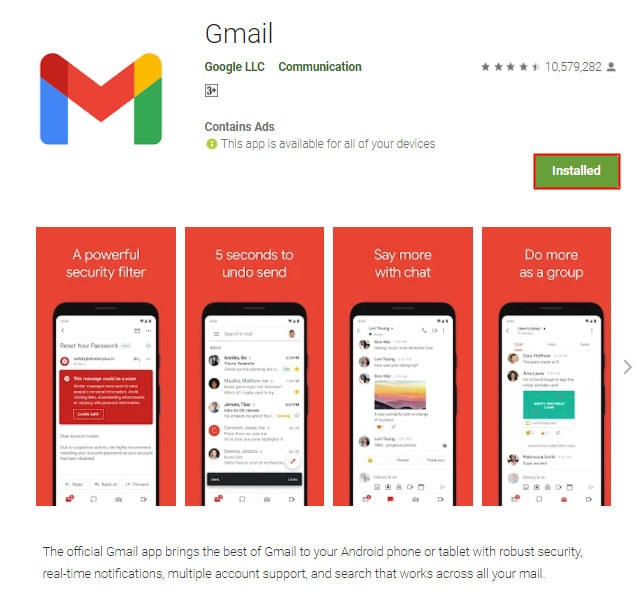 Install Gmail from Google Play Store in Windows 11