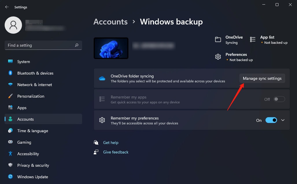 how to set up Onedrive syncing