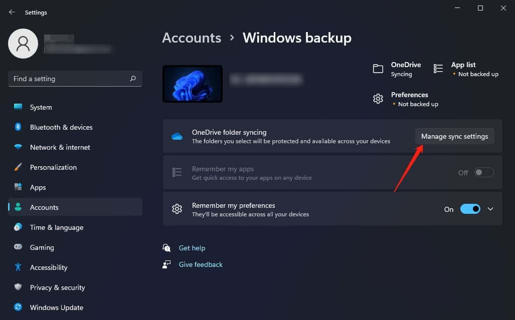 how to set up Onedrive syncing