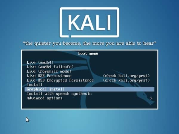 Kali Boot Menu