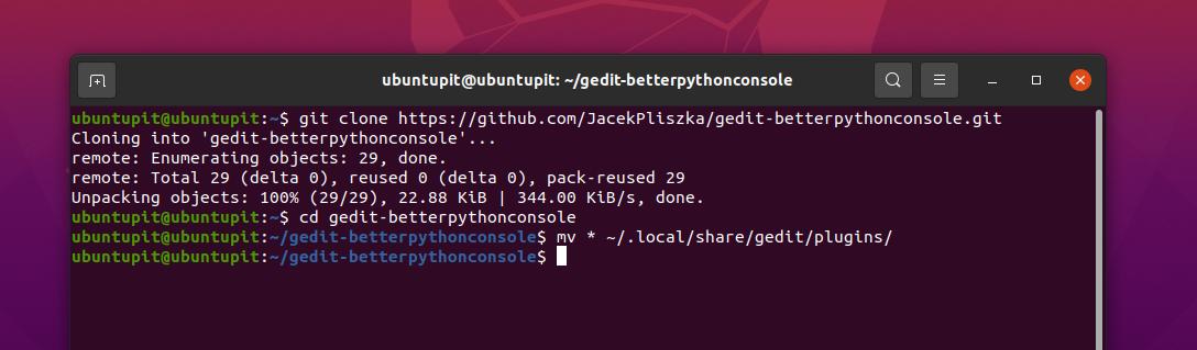 Better Python Console in gedit plugin
