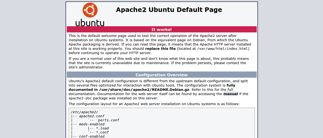 apache front page