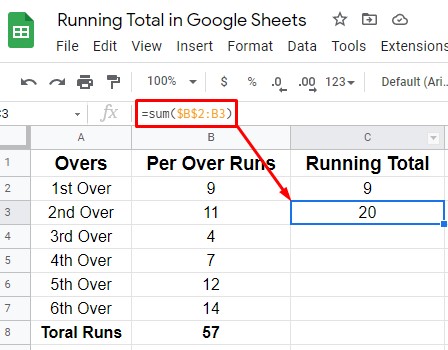 CUSUM-Non-Array-Formula-2-to-calculate-running-total-in-Google-Sheets