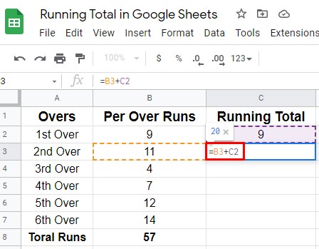 CUSUM-non-array-Formula-running-total-calculatioin-in-google-sheets