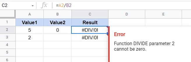 DIV0-Google-sheets-formula-parse-error