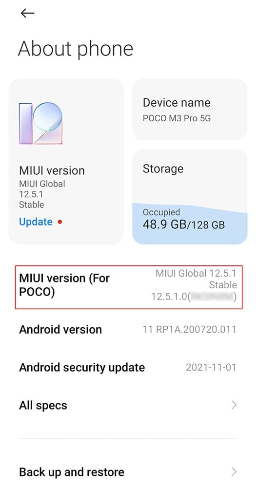 MIUI Version