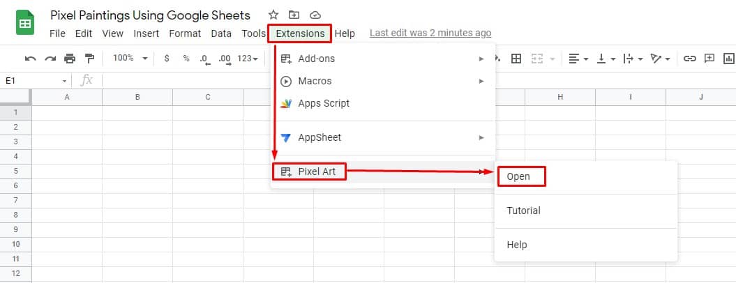 Open-pixel-art-add-on-to-make-pixel-paintings-using-goolge-sheets