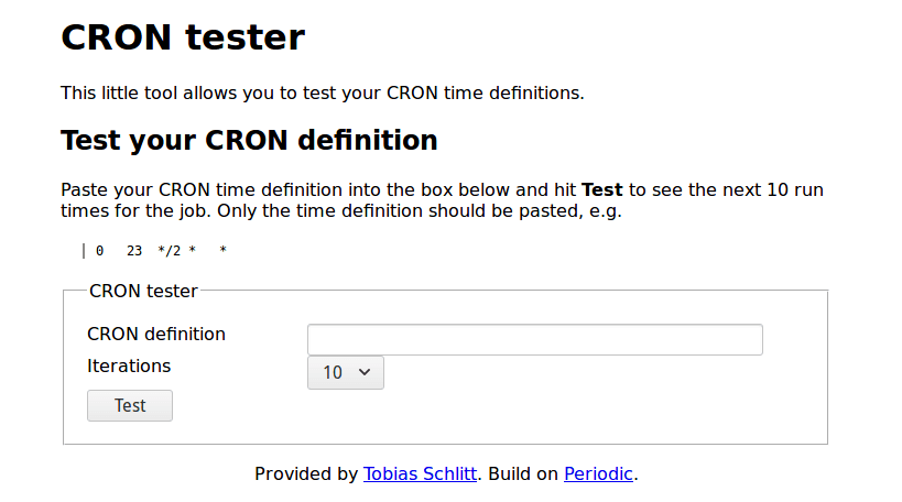 Cron-Tester Cron Jobs for Linux