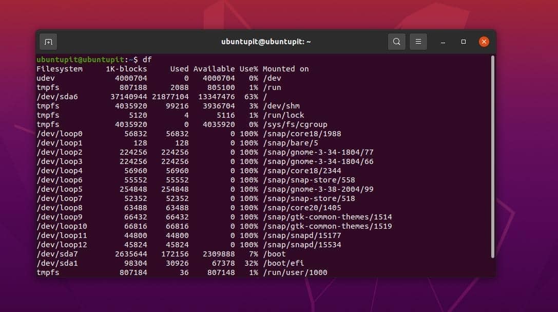 DF Output Analysis On Ubuntu