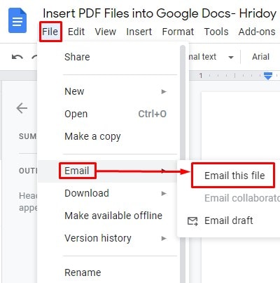 Email Google Docs in PDF Format