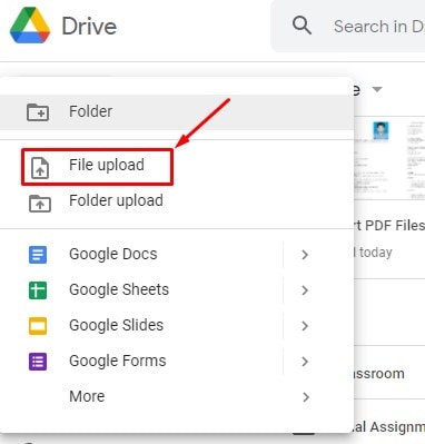 Upload PDF into Google Drive to Insert into Google Docs