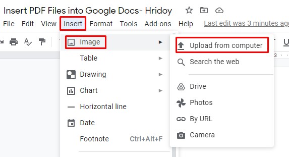 Insert PDF Files into Google Docs