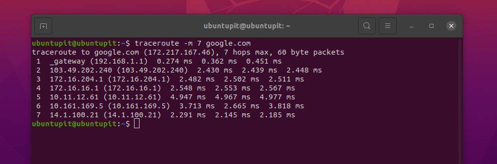 Maximum Number of hop Traceroute command in Linux