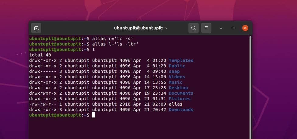 alias l and r command for repeat tasks on Linux