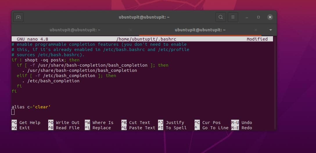 edit alias bash on Linux