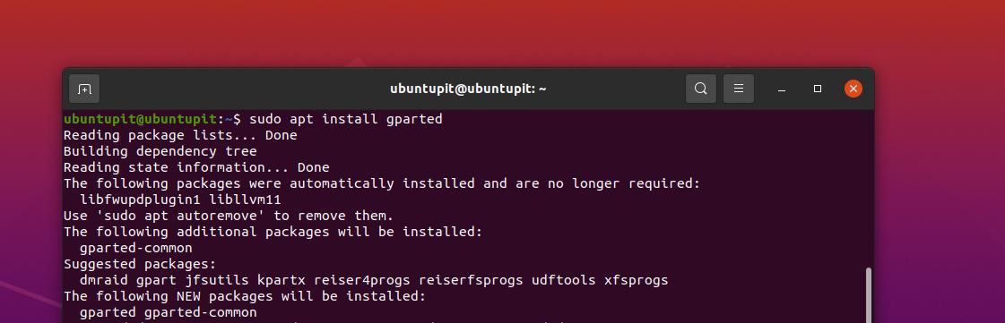 install gparted on Linux