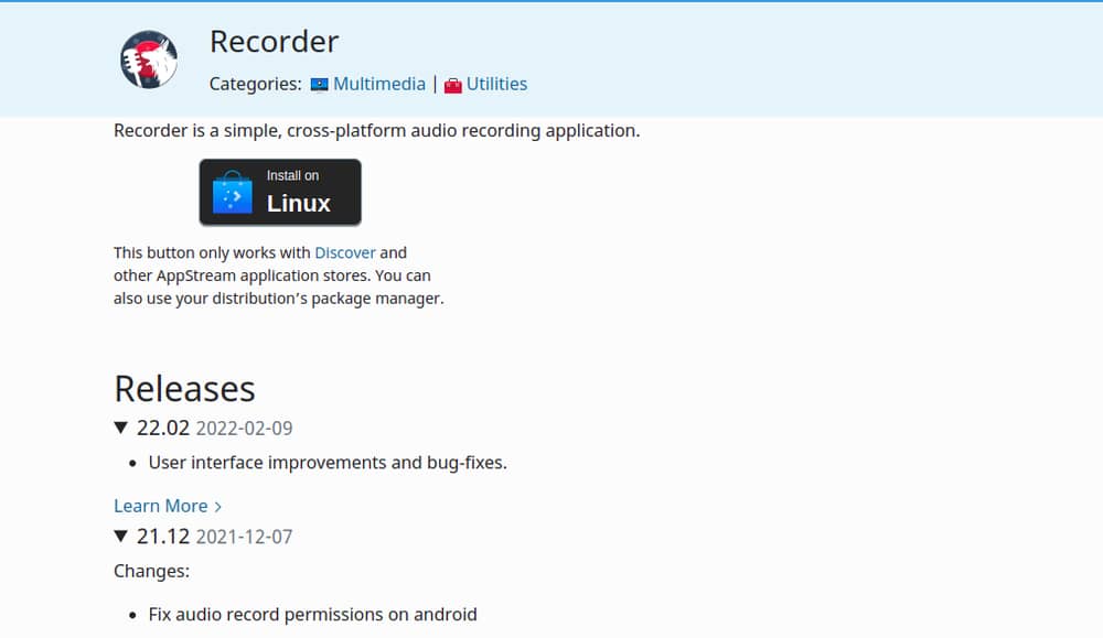 Recorder, KDE multimedia apps for Linux