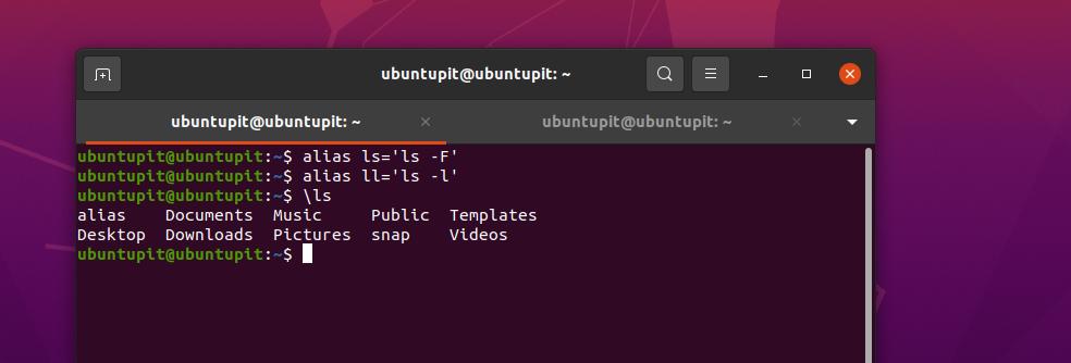 use backslash on alias command on Linux