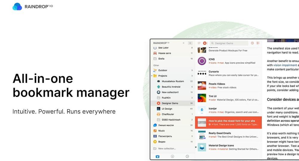 Raindrop.io Best Bookmark Managers