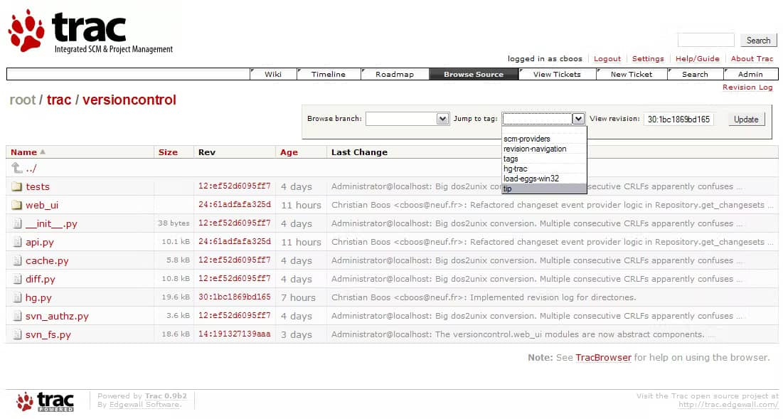 Trac bug issue tracking