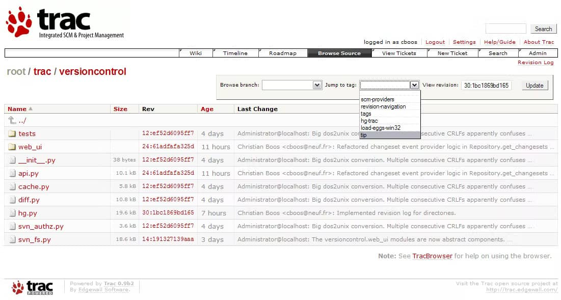 Trac bug issue tracking