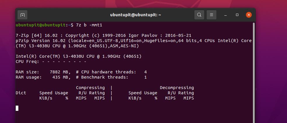 7zip 7z Linux CPU Stress Test