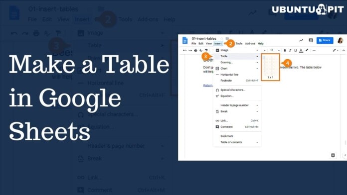 Make a Table in Google Sheets - Using Table Chart